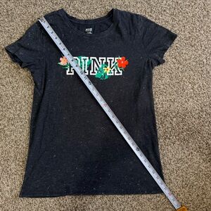 Victoria's Secret PINK Floral Black Graphic Tee
